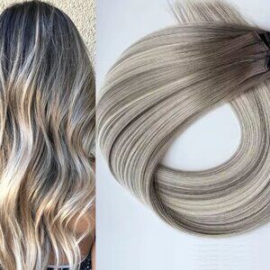18″ Genius Wefts, 50g,100% Human Remy Ombre Balayage Hair Extensions #B7-7/60